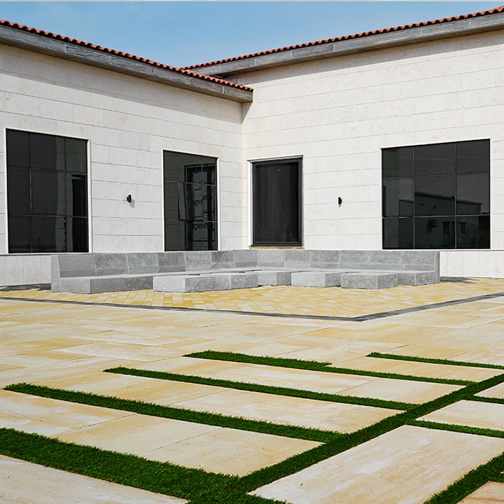 Luxury hardscape landscape pavers for designing outdoor spaces in Dubai, UAE.