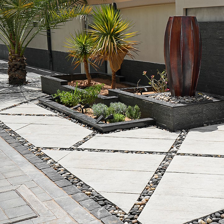 Luxury hardscape landscaping and outdoor living designs in Dubai.