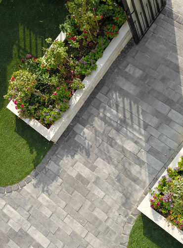 Landscape paver ideas for villa outdoors in Dubai, UAE.